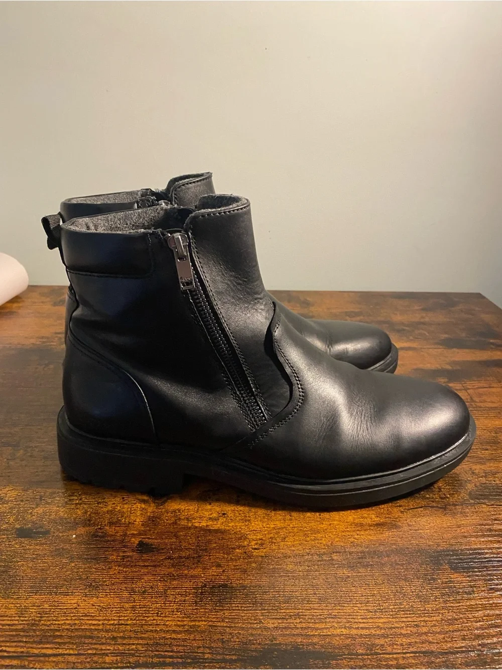Aldo Black Waterproof Leather Chukka Zip Boots